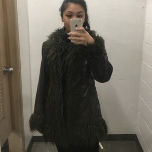 Penny lane fur lined leather coat